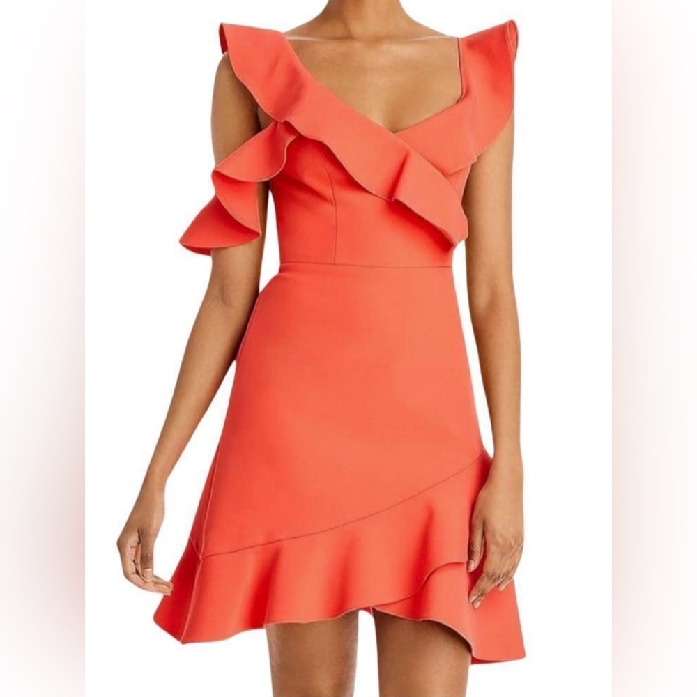 BCBG MAX AZRIA MALIK RUFFLED OFF THE SHOULDER MINI DRESS Sz 4 NWT